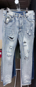 Urban Distressed Slim Jeans – Light Wash