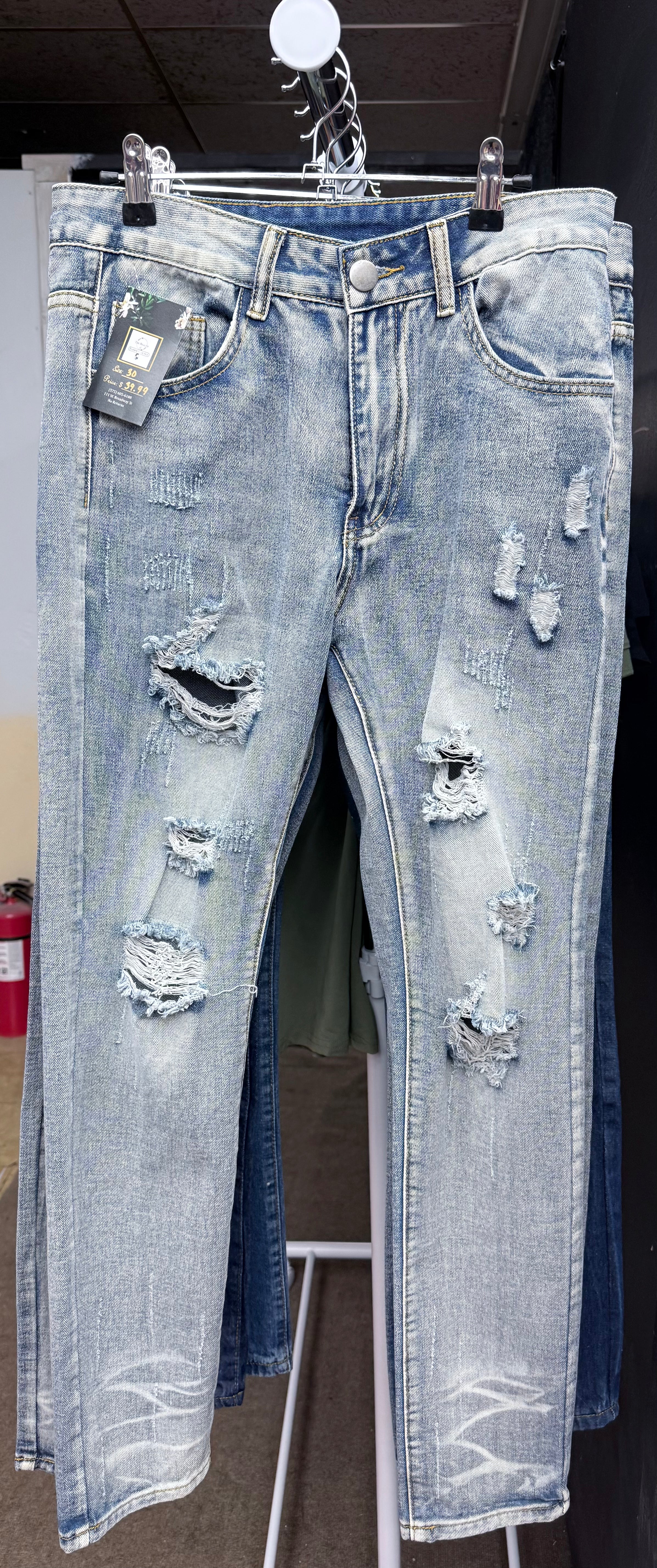 Urban Distressed Slim Jeans – Light Wash
