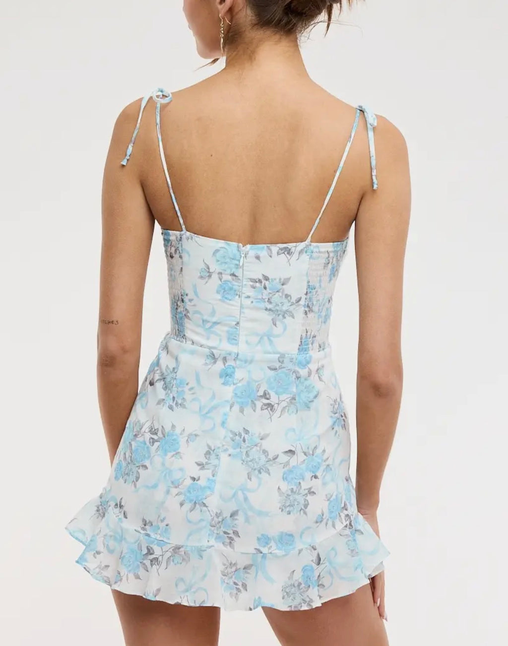 Blue Blossom Lace Mini Dress
