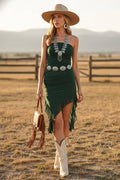 Strapless Asymmetrical Mesh Dress
